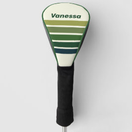 Grünes Retro-Fünf-Streifen-Muster mit Namen Golf Headcover