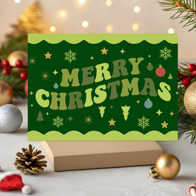 Grünes Retro Groovy Frohe Weihnachten (Von Creator hochgeladen)