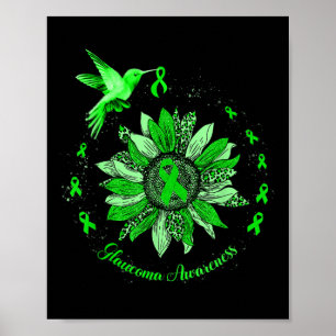 Grünes Ribbon Leopard Sonnenblumenglaukom Bewussts Poster