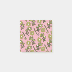 Grünes Rosa Retro Y2K Funky Hippie Blumenmuster Post-it Klebezettel
