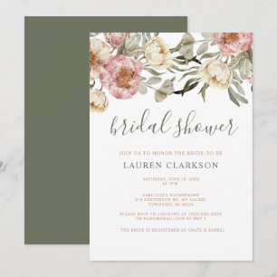 Grünes, rosafarbenes Brautparty Einladung