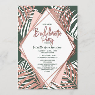 Grünes Rosen-Goldtropische Palme Bachelorette Einladung
