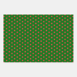 Grünes Rot Polka Dot Geschenkpapier Set