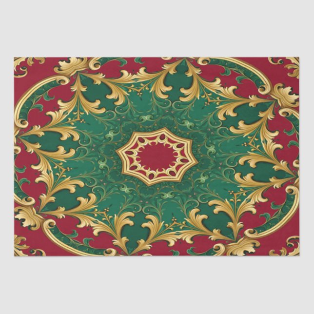 Grünes rotes Dekorationspapier Seidenpapier (Vorderseite)