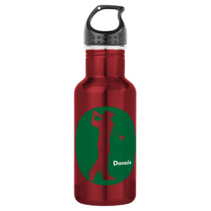 Grünes rotes Golfspieler-Golf personalisiert Edelstahlflasche