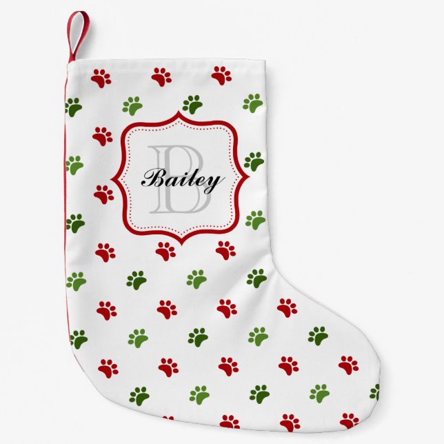 Grünes rotes personalisiertes kleiner weihnachtsstrumpf (Vorderseite)