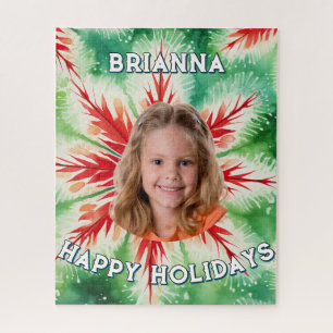 Grünes rotes Tie-Dye-Foto Weihnachten
