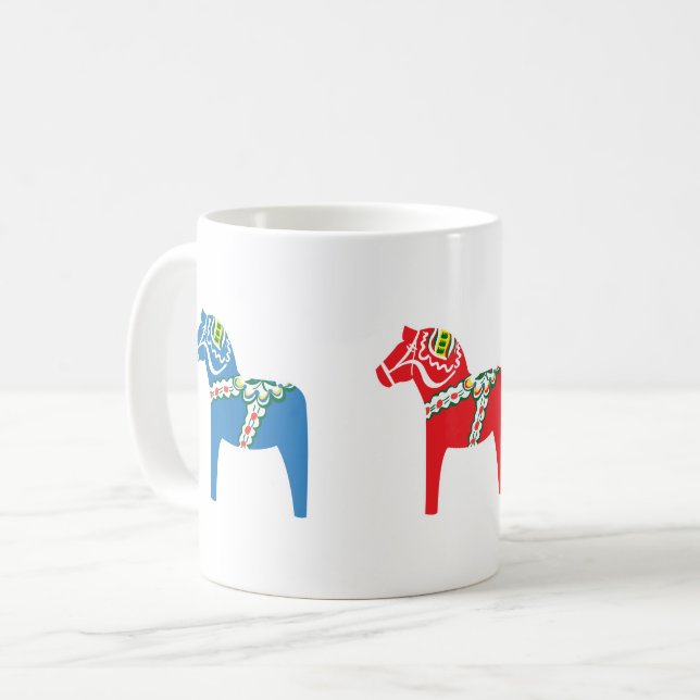 Grünes, rotes und blaues Dalahäst Kaffeetasse (Vorderseite Links)