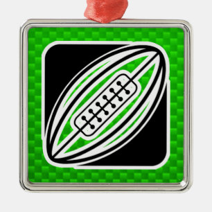 Grünes Rugby Silbernes Ornament