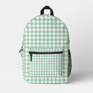 Grünes Schachbrett-Diamantmuster Bedruckter Rucksack