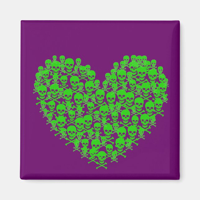 Grünes Schädelherz Magnet (Vorne)