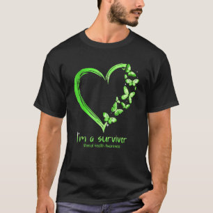 Grünes Schmetterlingsherz im Überlebende Psychisch T-Shirt
