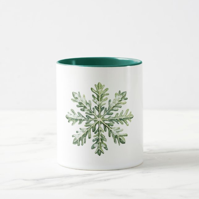 Grünes Schneeflocken-Weihnachten  Tasse (Zentrum)