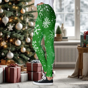 Grünes Schneeflockenmuster Festives Winterfest Leggings