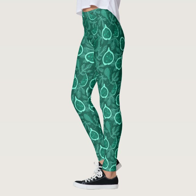 Grünes schönes Feigenfruchtmuster Leggings (Links)