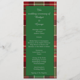 grünes, schottisches Hochzeitsprogramm & Menü Programm