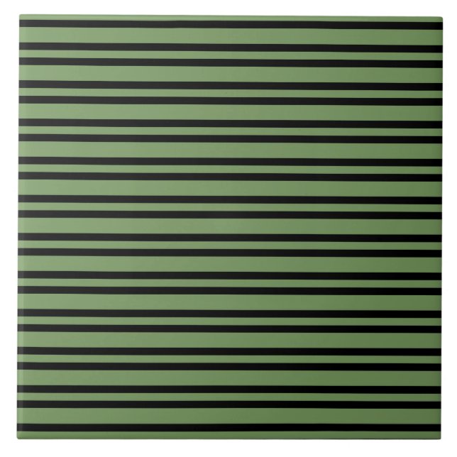 Grünes Schwarz Streifenmuster Fliese (Vorderseite)