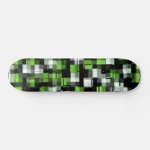 Grünes Schwarz-weiß trendy Kariertes Muster Skateboard