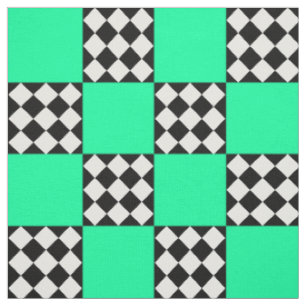 Grünes Schwarz-weißes Harlequin Square Form Textil Stoff