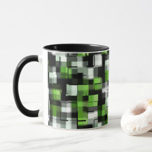 Grünes Schwarz-weißes modernes Muster Tasse