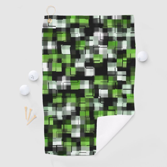 Grünes Schwarz-weißes Trendmuster  Golfhandtuch (Insitu)