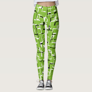 Grünes Schwarz-weißes Trendmuster Leggings