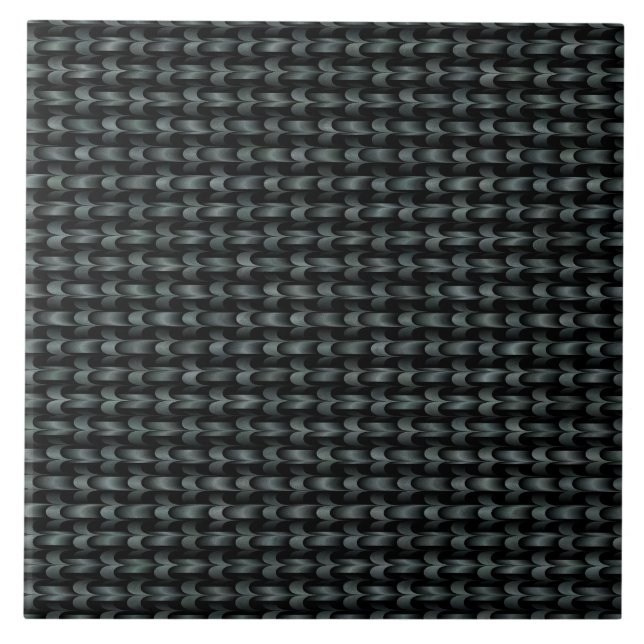 Grünes schwarzes abstraktes Webmuster Fliese (Vorderseite)