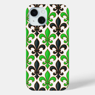 Grünes schwarzes Barock-Lilienmuster-Design Case-Mate iPhone Hülle