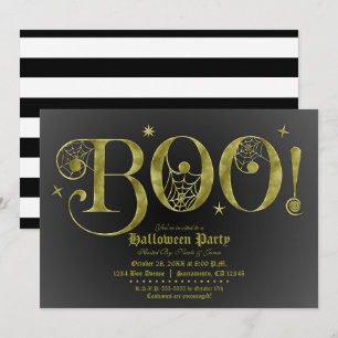 Grünes schwarzes BOO-elegantes Halloween-Kostüm Pa Einladung