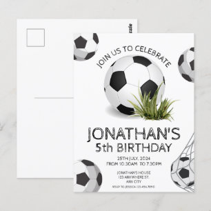 Grünes schwarzes Fußball-Geburtstags-Design Postkarte