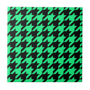 Grünes schwarzes Houndstooth-Karo Fliese