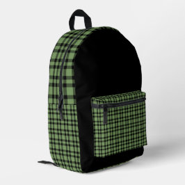 Grünes schwarzes Karomuster Bedruckter Rucksack