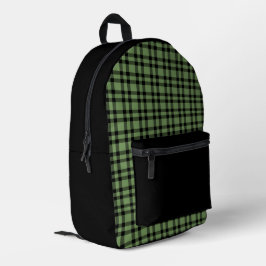Grünes schwarzes Karomuster Bedruckter Rucksack