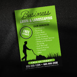 Grünes Schwarzes Rasenmähen Flyer