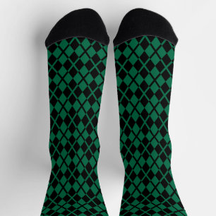 Grünes Schwarzes Raute Muster Socken
