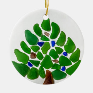 Grünes Seeglasweihnachtsbaum Keramikornament
