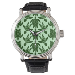 Grünes Seeschildkröte-hübsches Tiermuster Armbanduhr