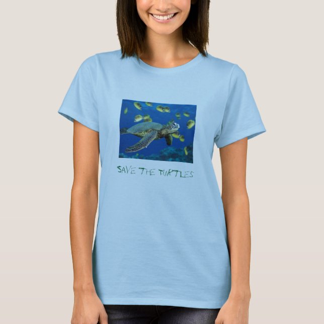 Grünes Seeschildkröte, retten die Schildkröten T-Shirt (Vorderseite)