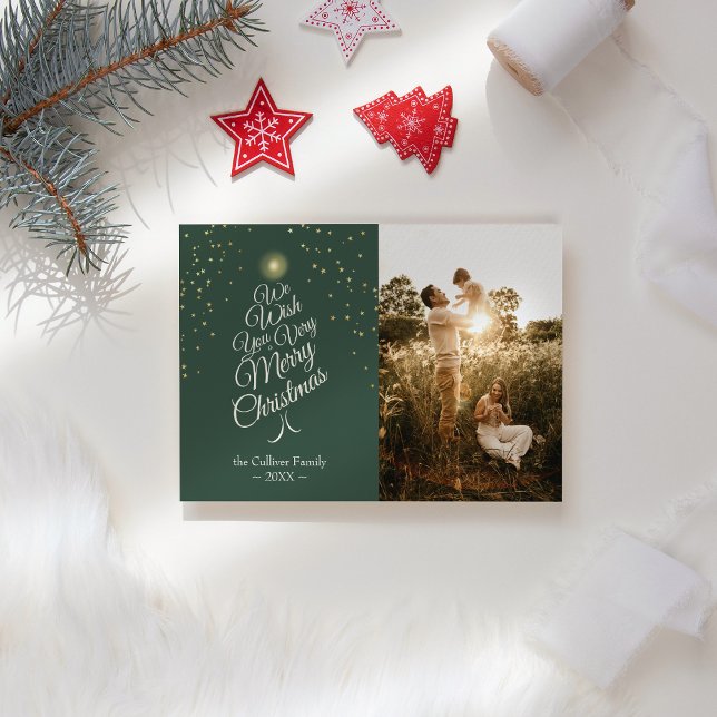 Grünes, sehr fröhliches Weihnachtsbaumfamilienport Feiertagskarte (Von Creator hochgeladen)