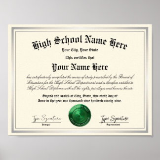Grünes Siegel High School Diploma, Homeschooling Poster