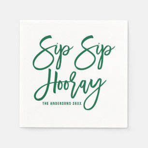 Grünes Sip Hooray Handschrift Papier Serviette