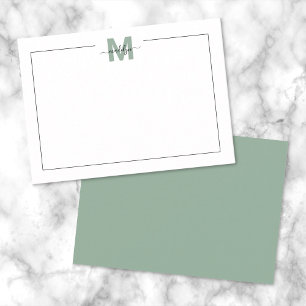 Grünes Skript Minimalistischer Name Monogramm Mitteilungskarte