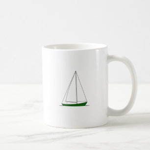 Grünes Sloop Segelboot Kaffeetasse
