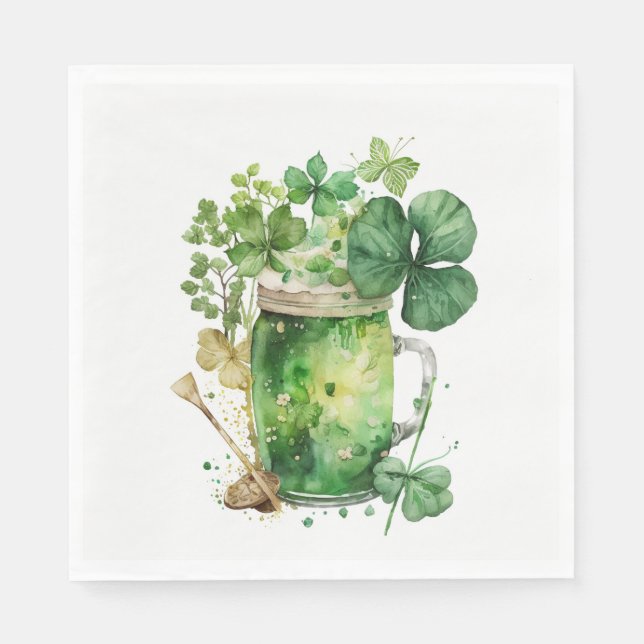 Grünes St. Patrick's Day-Bier in  Serviette (Vorderseite)