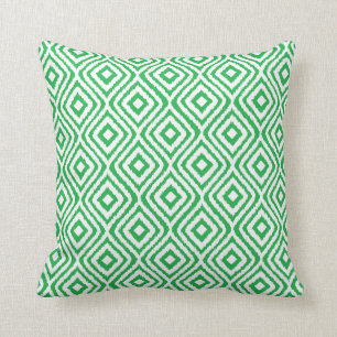 Grünes Stammes- Ikat Diamant-Muster Kelly Kissen