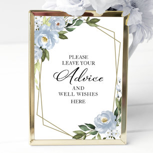 Grünes Staublaues Rat- und Wohlwunsch-Schild Poster