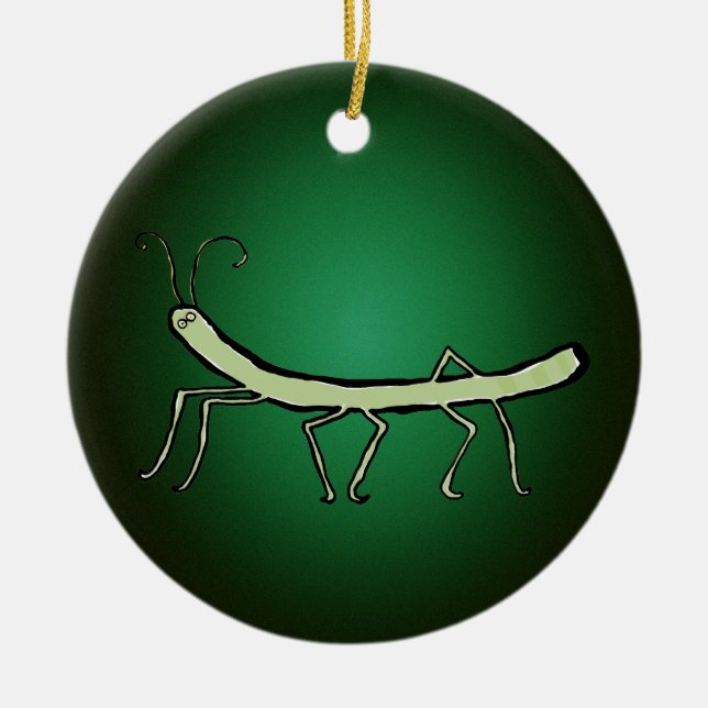 grünes Stockinsekt Keramikornament (Vorne)