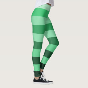 Grünes Streifenmuster Farbblock Leggings