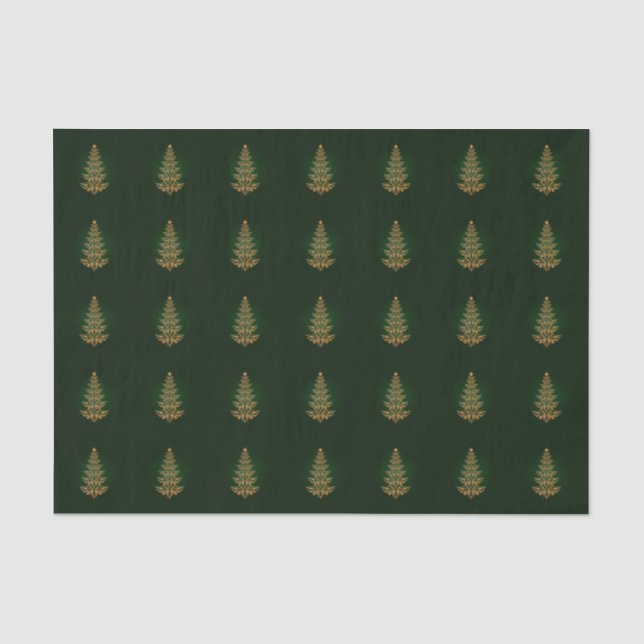 Grünes, stylisches Weihnachtsbaumzettel Seidenpapier (Vorderseite)