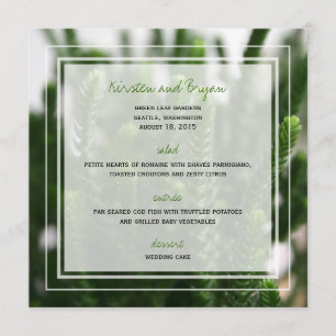 Grünes Succulents-Gras-Natur-Foto-moderne Hochzeit Menükarte